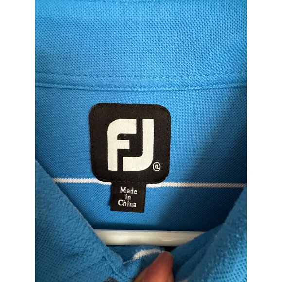 FootJoy FJ Golf Polo Shirt Sky Blue White Stripes Back Logo Mens XL Polyester - Picture 3 of 11